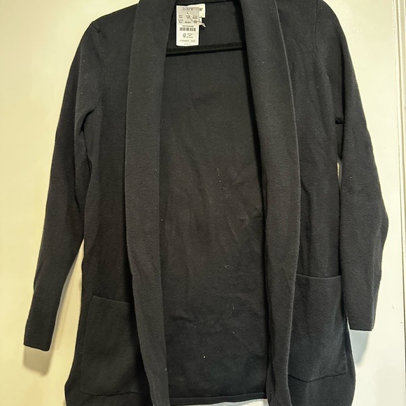 NWT J. Crew PXS Black Open Cardigan w/ Pockets. 100% Cotton. Thick.Stretchy. - Picture 8 of 16